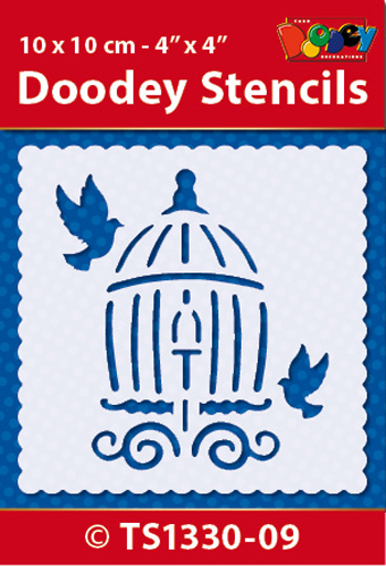 TS1330-09 Doodey Stencil , 10x10 cm  Birdcage