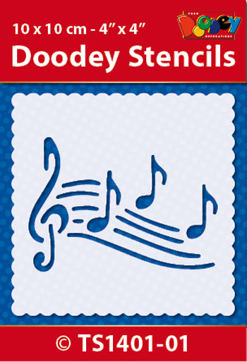 TS1401-01 Doodey Stencil , 10x10 cm  Musical Notes