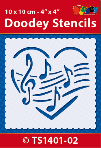 TS1401-02 Doodey Stencil , 10x10 cm  Musical Notes