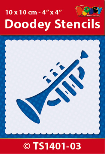 TS1401-03 Doodey Stencil , 10x10 cm Trumpet