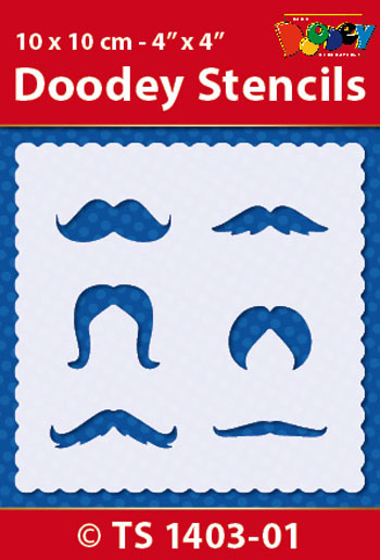 TS1403-01 Doodey Stencil , 10x10 cm Moustaches