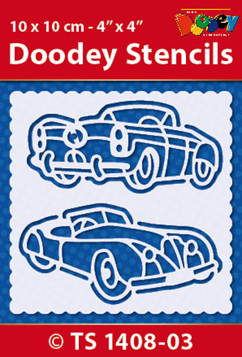 TS1408-03 Doodey Stencil , 10x10 cm Oldtimers
