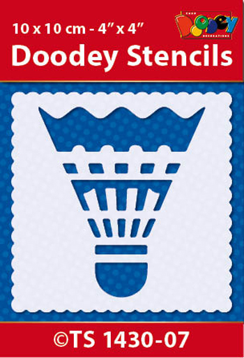 TS1430-07 Doodey Stencil , 10x10 cm Badminton