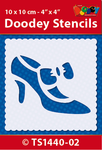 TS1440-02 Doodey Stencil , 10x10 cm Lady Shoe