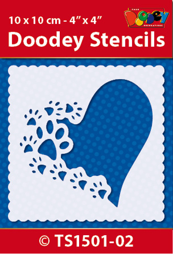 TS1501-02 Doodey Stencil , 10x10 cm Pet/Love