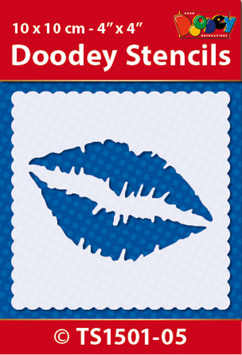 TS1501-05 Doodey Stencil , 10x10 cm Kiss Lips