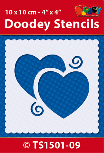 TS1501-09 Doodey Stencil , 10x10 cm Love / Hearts