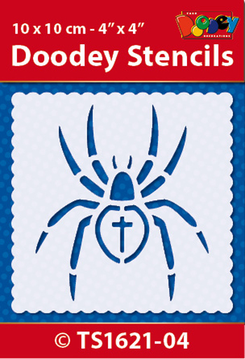 TS1621-04 Doodey Stencil , 10x10 cm Cross Spider