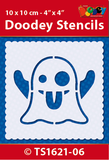 TS1621-06 Doodey Stencil , 10x10 cm Ghost