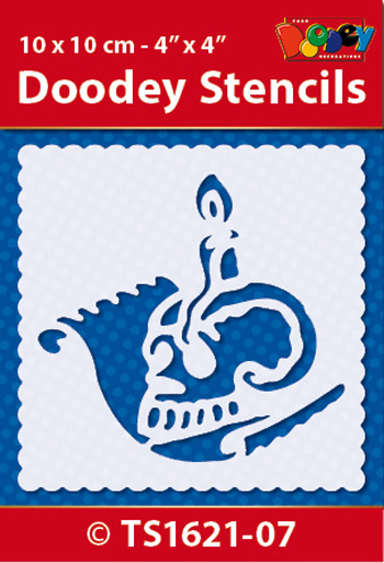 TS1621-07 Doodey Stencil , 10x10 cm Skull