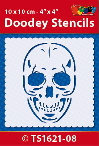 TS1621-08 Doodey Stencil , 10x10 cm Skull