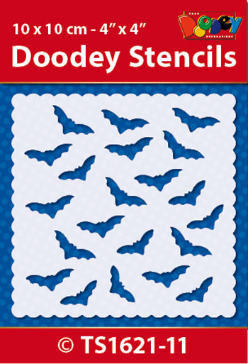 TS1621-11 Doodey Stencil , 10x10 cm Bats / Pattern