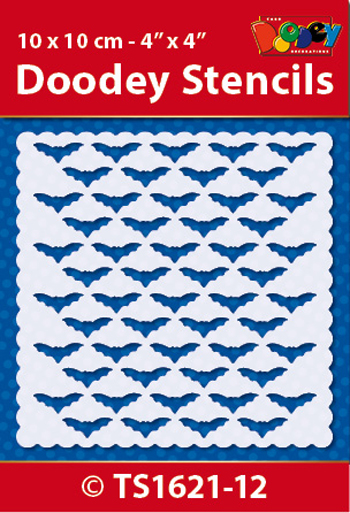 TS1621-12 Doodey Stencil , 10x10 cm Bats / Pattern