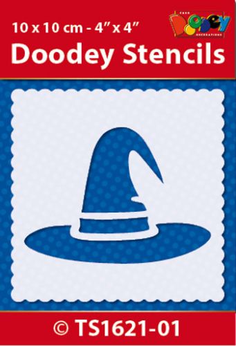 TS1621 Doodey Stencil , 10x10 cm Witch Hat