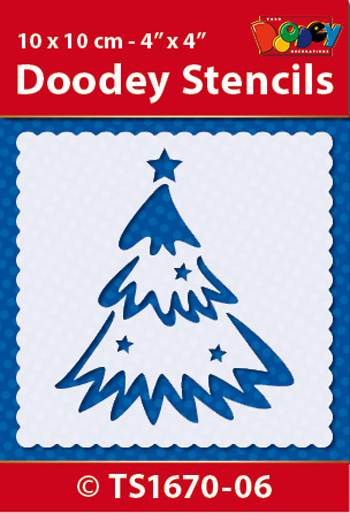 TS1670-06 Doodey Stencil , 10x10 cm X-mas Tree