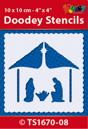 TS1670-08 Doodey Stencil , 10x10 cm Nativity Scene