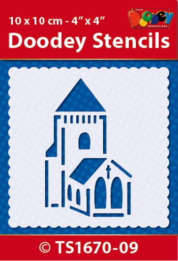 TS1670-09 Doodey Stencil , 10x10 cm Church
