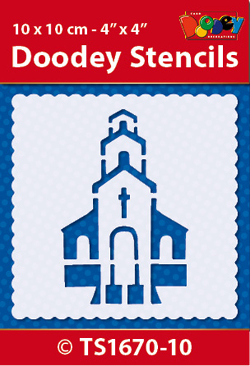 TS1670-10 Doodey Stencil , 10x10 cm Church