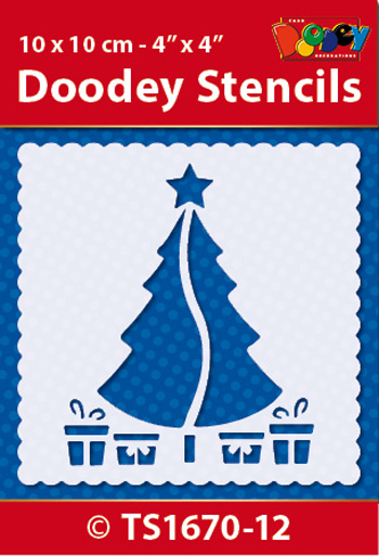 TS1670-12 Doodey Stencil , 10x10 cm X-mas Tree
