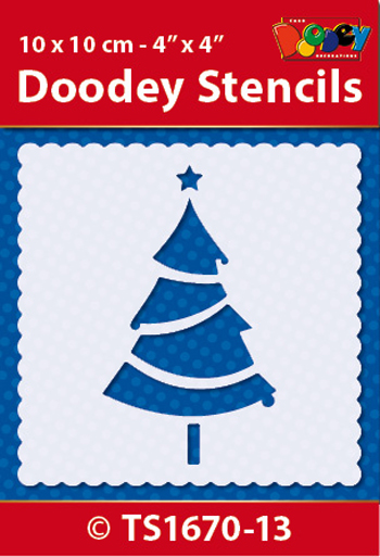 TS1670-13 Doodey Stencil , 10x10 cm X-mas Tree