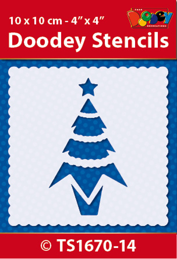 TS1670-14 Doodey Stencil , 10x10 cm X-mas Tree