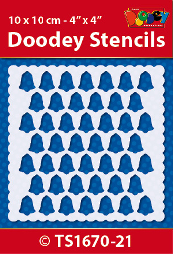 TS1670-21 Doodey Stencil , 10x10 cm X-mas pattern / Bells