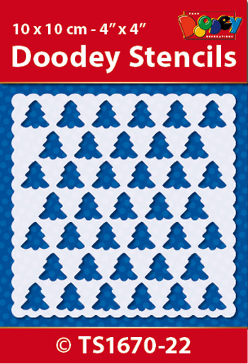 TS1670-22 Doodey Stencil , 10x10 cm X-mas pattern / Trees