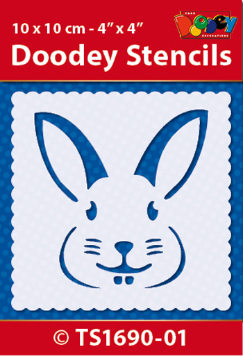 TS1690-01 Doodey Stencil , 10x10 cm Easter / Bunny