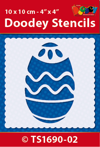 TS1690-02 Doodey Stencil , 10x10 cm Easter / Egg