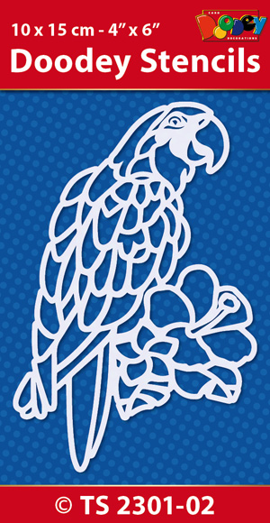 TS2301-02 Doodey Stencil , 10x15 cm Parrot