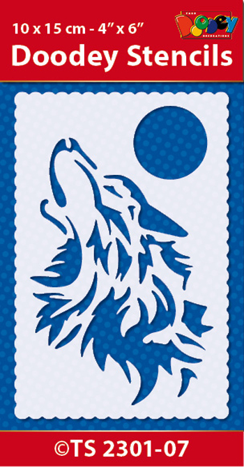 TS2301-07 Doodey Stencil , 10x15 cm Wolf