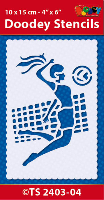 TS2403-04 Doodey Stencil , 10x15 cm Volleybal