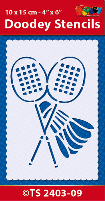 TS2403-09 Doodey Stencil , 10x15 cm Badminton