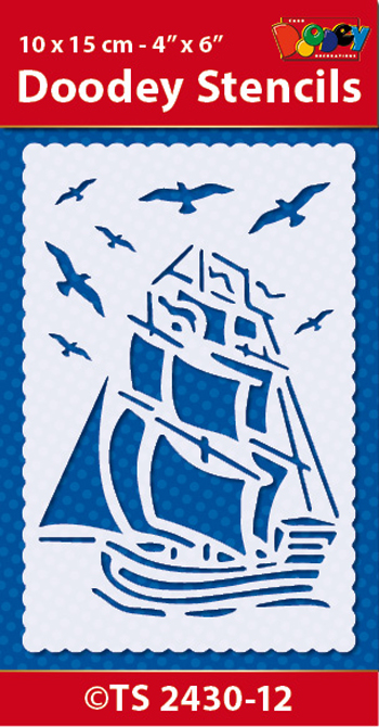 TS2430-12 Doodey Stencil , 10x15 cm Sailing Boat