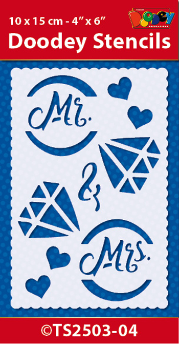 TS2503-04 Doodey Stencil , 10x15 cm Mr. & Mrs.