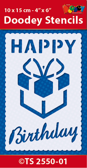 TS2550-01 Doodey Stencil , 10x15 cm, Sentiment Birthday