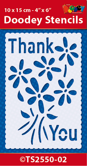 TS2550-02 Doodey Stencil , 10x15 cm, Sentiment Thank You