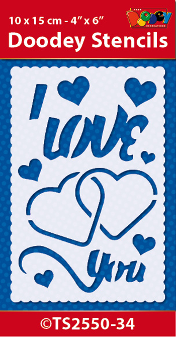 TS2550-34 Doodey Stencil , 10x15 cm  I Love You