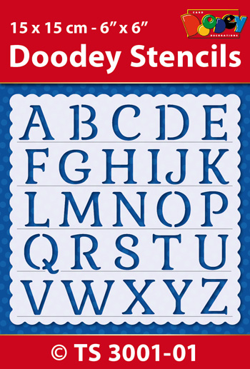 TS3001-01 Doodey Stencil 15x15 cm - Alphabeth 2,2 cm