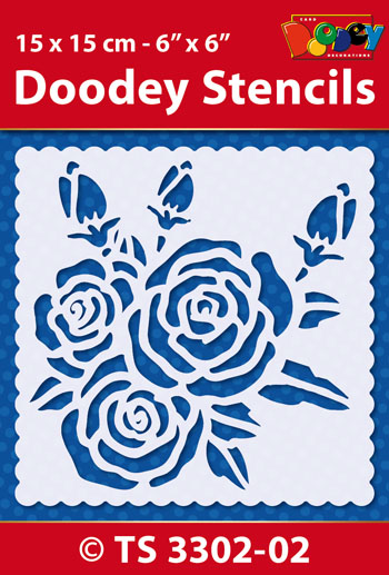 TS3302-02 Doodey Stencil , 15x15 cm, Roses