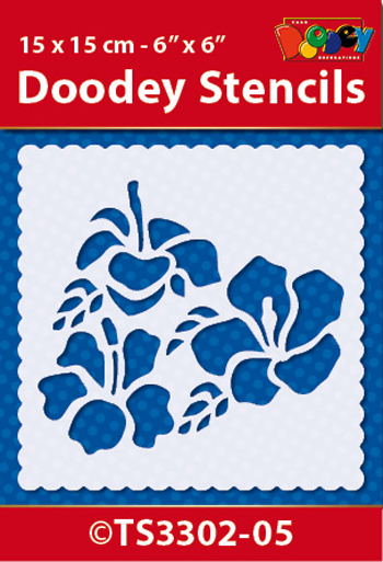 TS3302-05 Doodey Stencil , 15x15 cm, Flowers