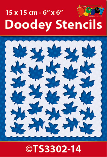 TS3302-14 Doodey Stencil , 15x15 cm, Background Leafs
