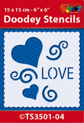 TS3501-04 Doodey Stencil 15x15 cm - Love