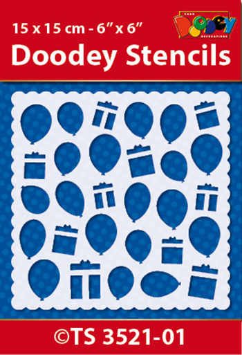 TS3521-01 Doodey Stencil 15x15 cm -  Party Balloons