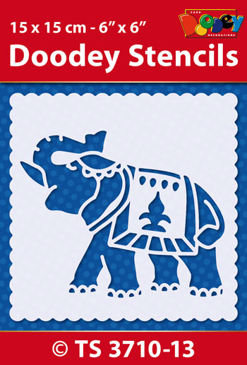 TS3710-13 Doodey Stencil , 15x15 cm, Elephant