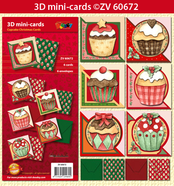 ZV60672 3D mini-Cards Cupcake Christmas by Nastasja van der Wal