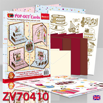 ZV70410 Set 4 3D-Pop-Up Party cards