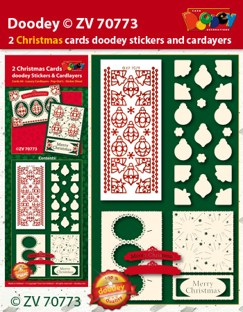 ZV70773 Christmas cards with doodey stickers and cardlayers