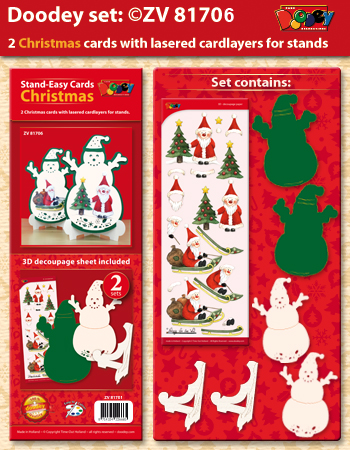 ZV81706 Set 2 Stand-Easy Christmas cards snowman