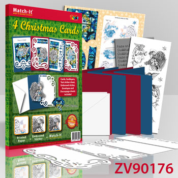 ZV90176 Set 4 X-mas angels cards 1 green